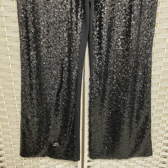 Chico's Juliet Wide Leg Sequin Front Pant Size 1P US 8 Petite Black Slimming NEW - Picture 4 of 10